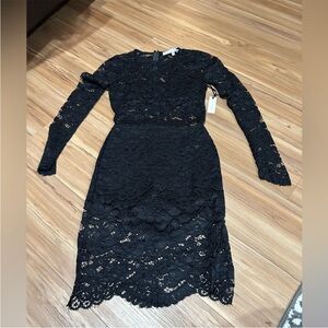 NWT Lover & Friends Black Lace Midi Dress Size XS